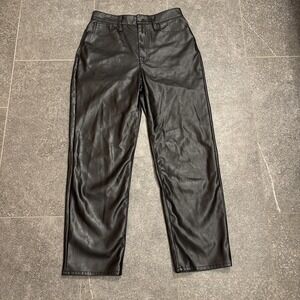 Madewell Women's The Perfect Vintage Straight Jean Faux Leather Size 28 Black
